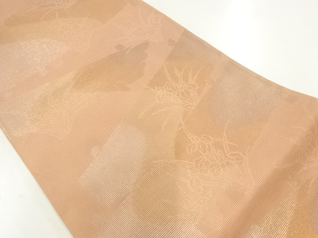 紗菖蒲模様織り出し袋帯